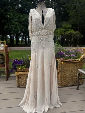 Elegant Beaded Ivory Evening / Wedding Dress ASOS *flaws!